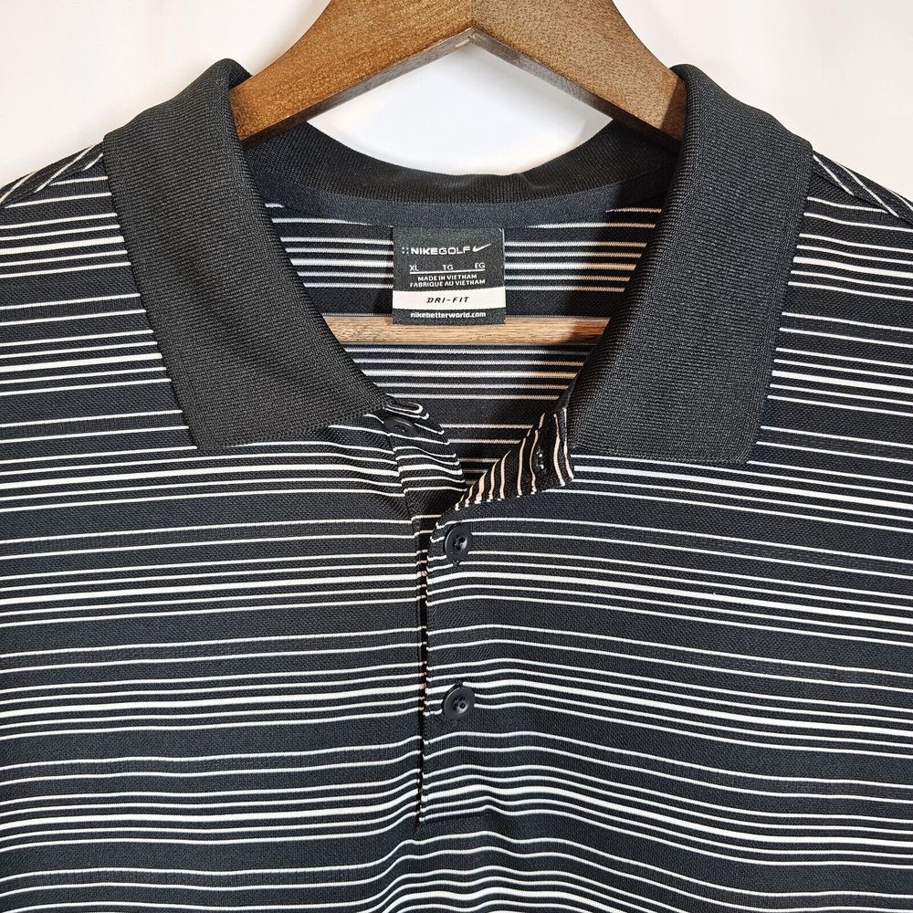 Nike Golf Performance Short Sleeve Polo Shirt Stretch‎ Dri-Fit Striped Black XL